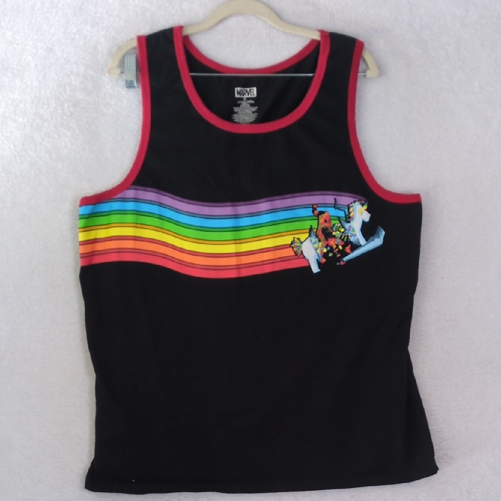 Marvel Deadpool Rainbow Unicorn Men's Tank Top Size XL